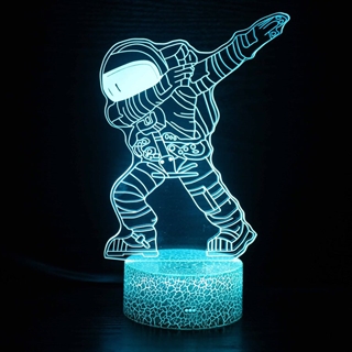 Astronaut 3D LED-lampe – dæmpbar natlampe med 16 lysfarver og fjernbetjening